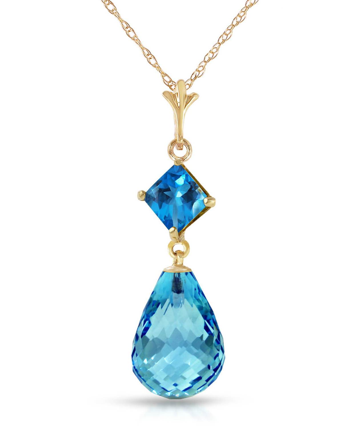5.53 ctw Natural Swiss Blue Topaz 14k Gold Teardrop Pendant With Chain View 1