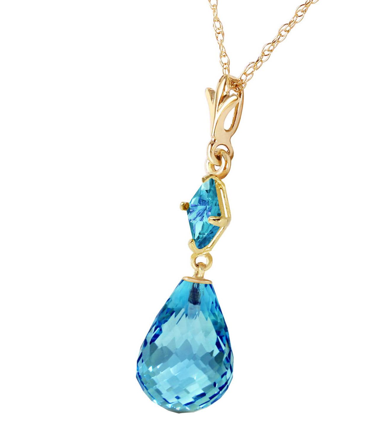 5.53 ctw Natural Swiss Blue Topaz 14k Gold Teardrop Pendant With Chain View 2