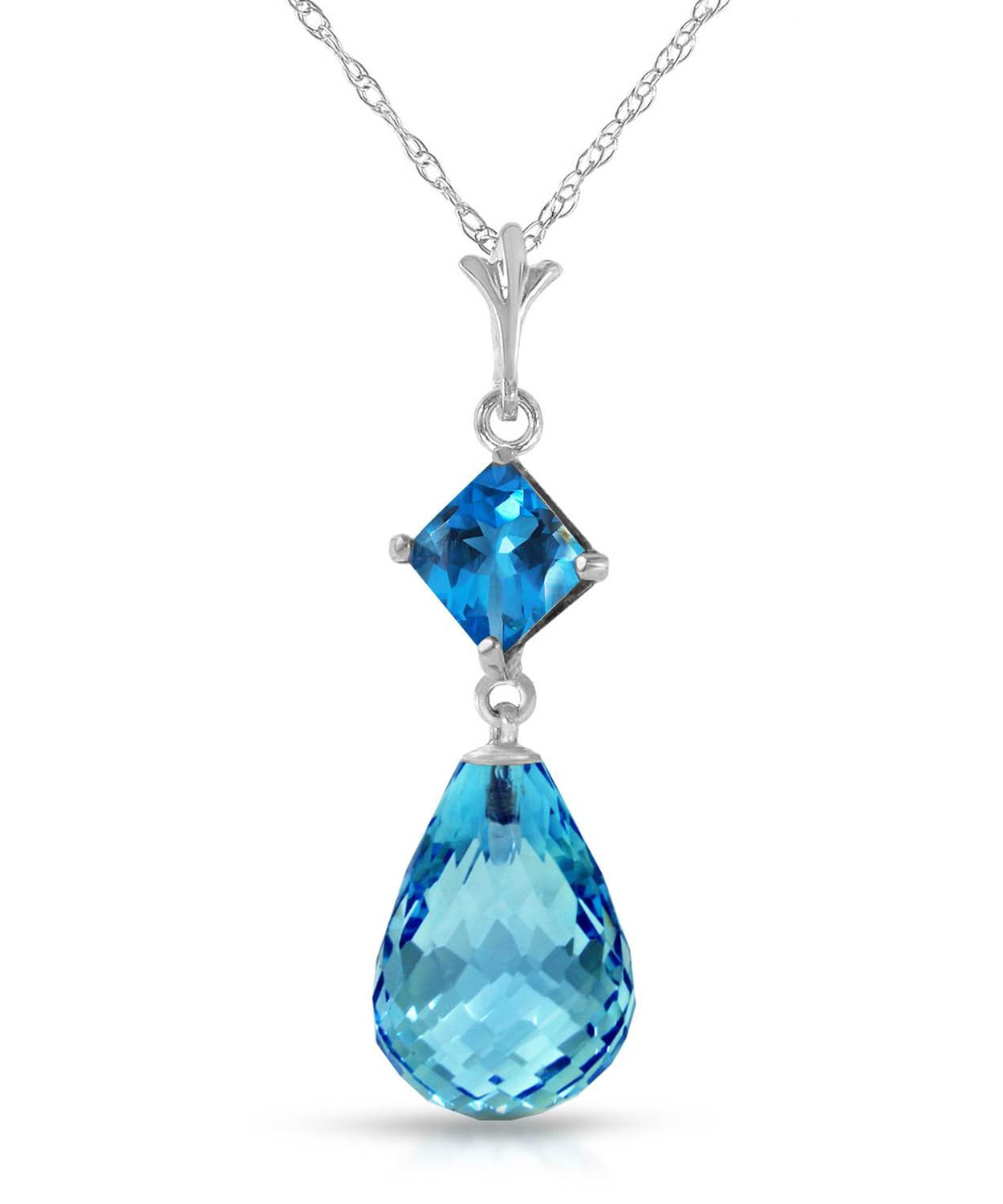 5.53 ctw Natural Swiss Blue Topaz 14k Gold Teardrop Pendant With Chain View 3