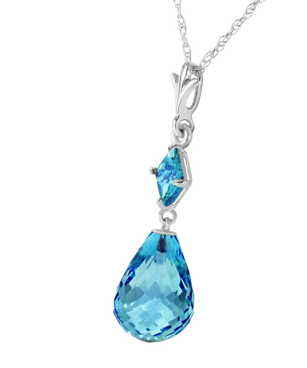 5.53 ctw Natural Swiss Blue Topaz 14k Gold Teardrop Pendant With Chain View 4