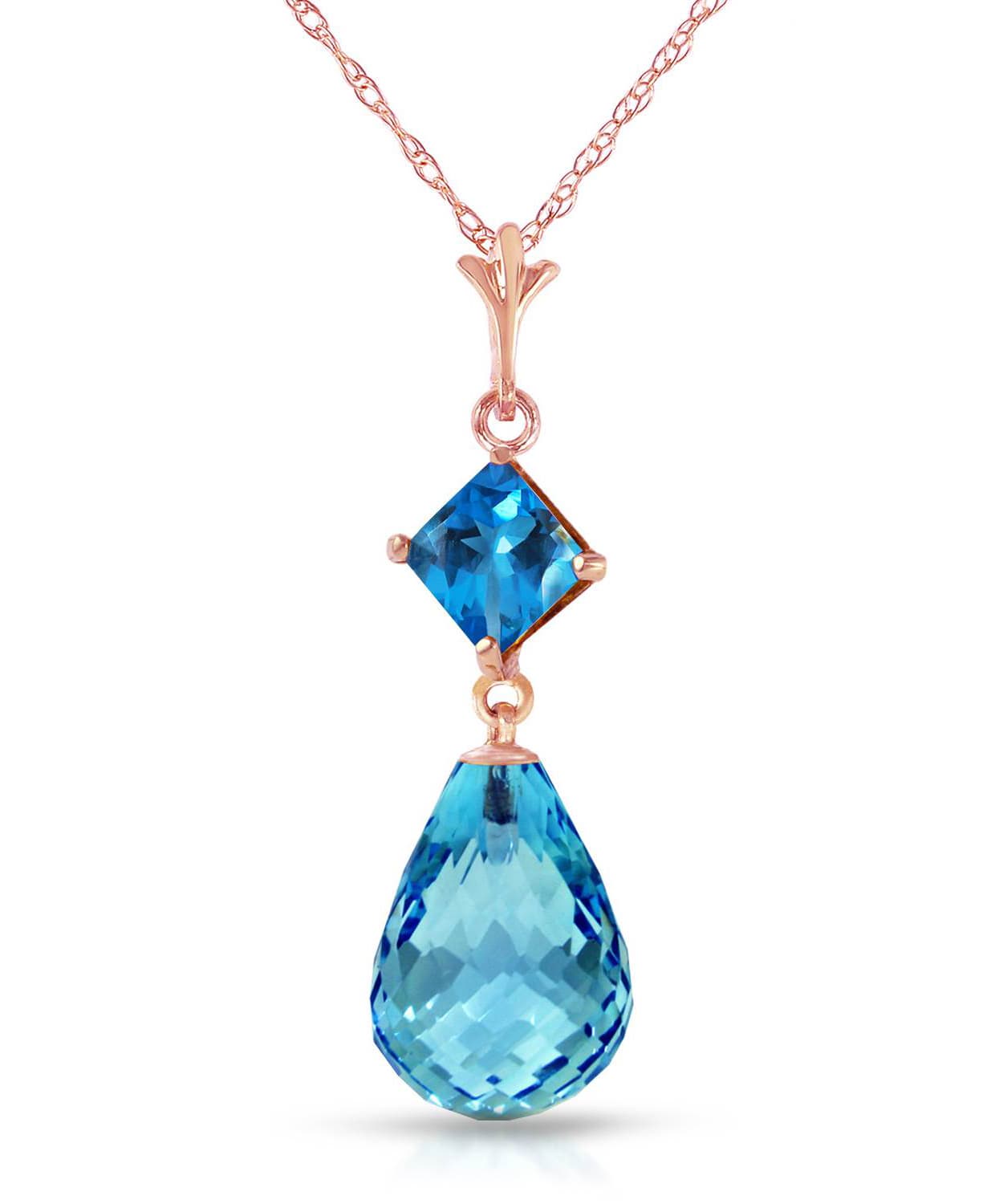 5.53 ctw Natural Swiss Blue Topaz 14k Gold Teardrop Pendant With Chain View 5