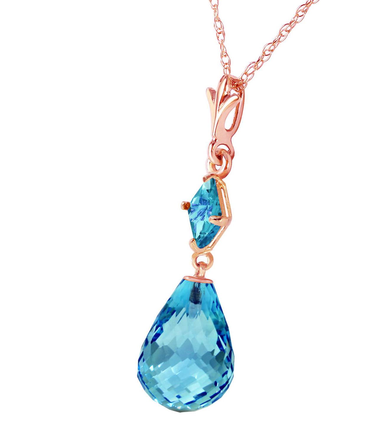 5.53 ctw Natural Swiss Blue Topaz 14k Gold Teardrop Pendant With Chain View 6