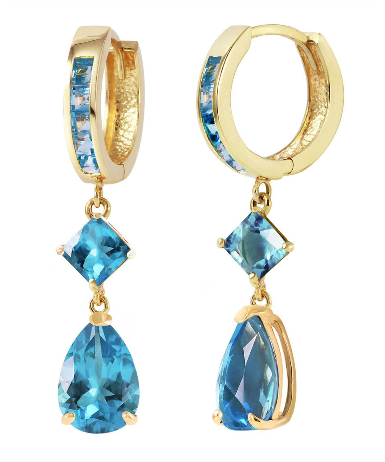 5.65 ctw Natural Swiss Blue Topaz 14k Gold Teardrop Dangle Earrings View 2