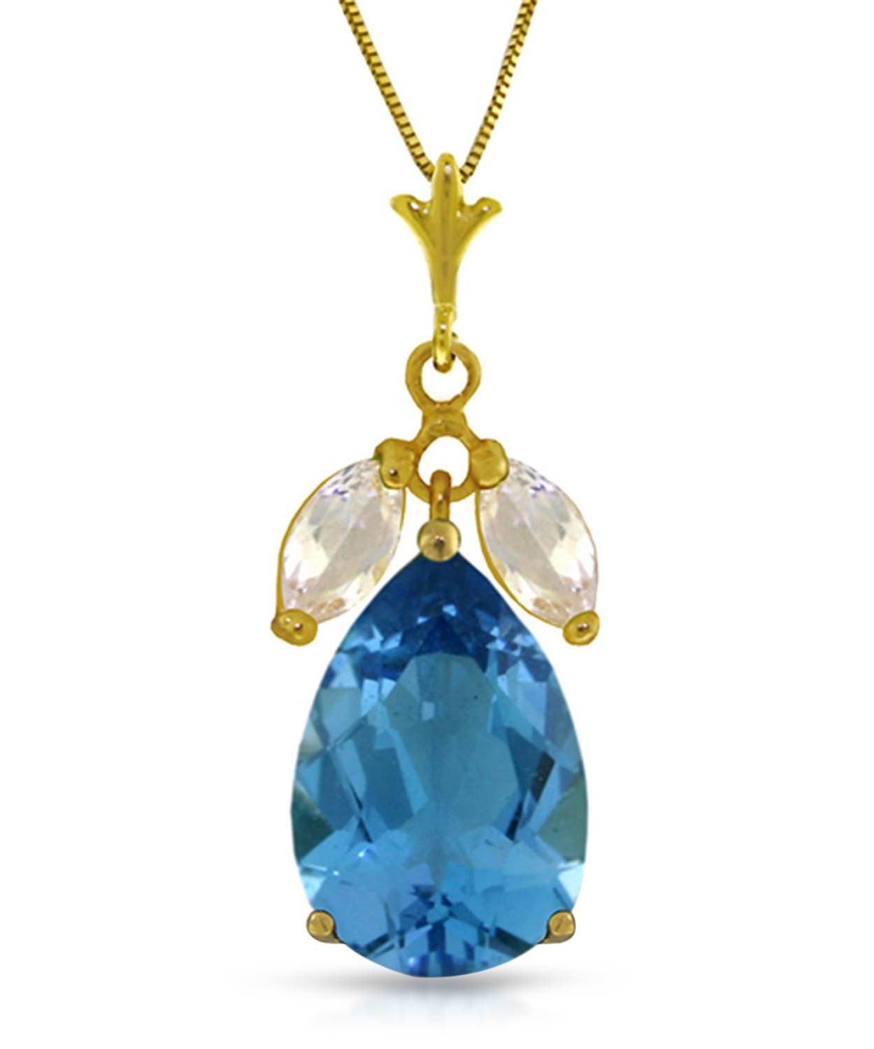 6.53 ctw Natural London Blue Topaz 14k Gold Teardrop Pendant With Chain View 1