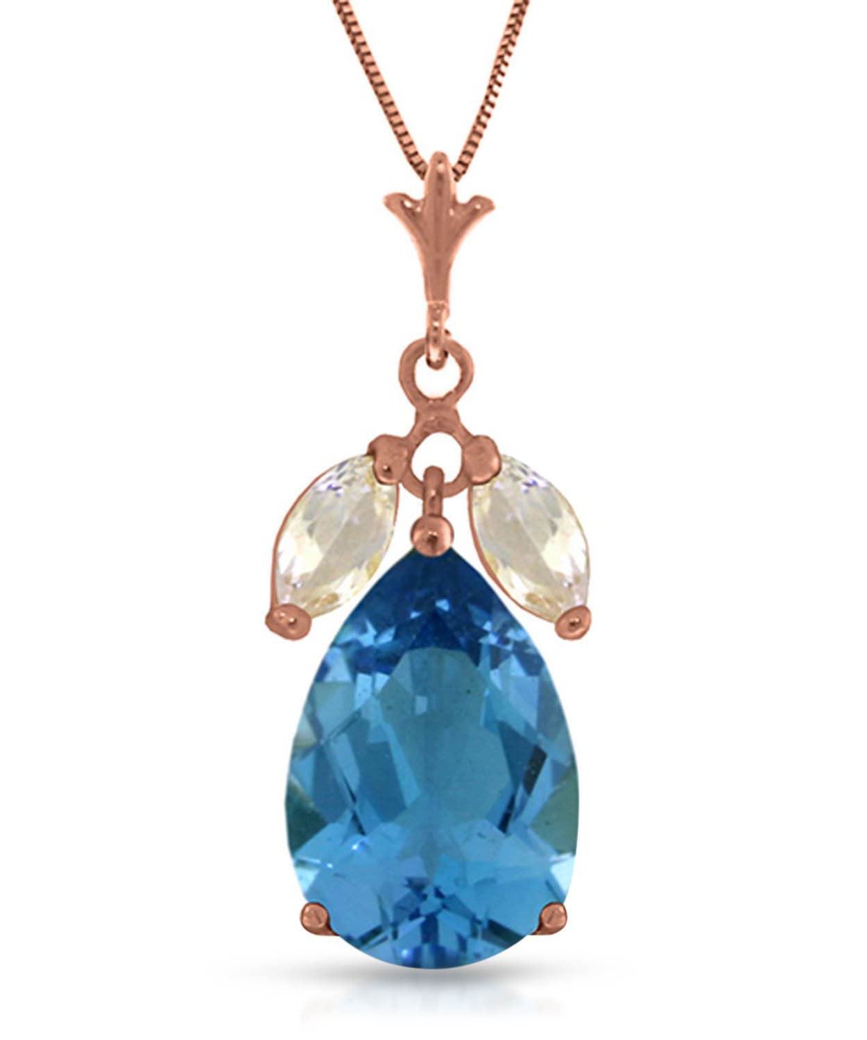 6.53 ctw Natural London Blue Topaz 14k Gold Teardrop Pendant With Chain View 3