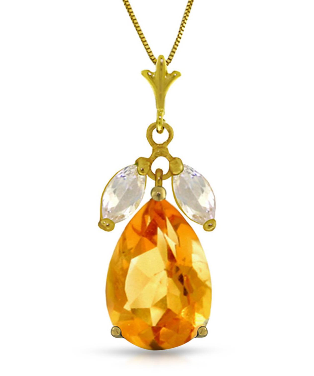 6.53 ctw Natural Honey Citrine and Topaz 14k Gold Teardrop Pendant With Chain View 1