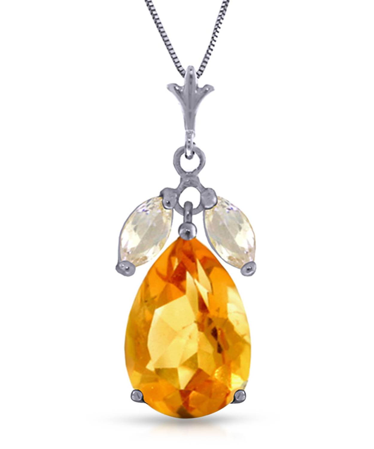 6.53 ctw Natural Honey Citrine and Topaz 14k Gold Teardrop Pendant With Chain View 2