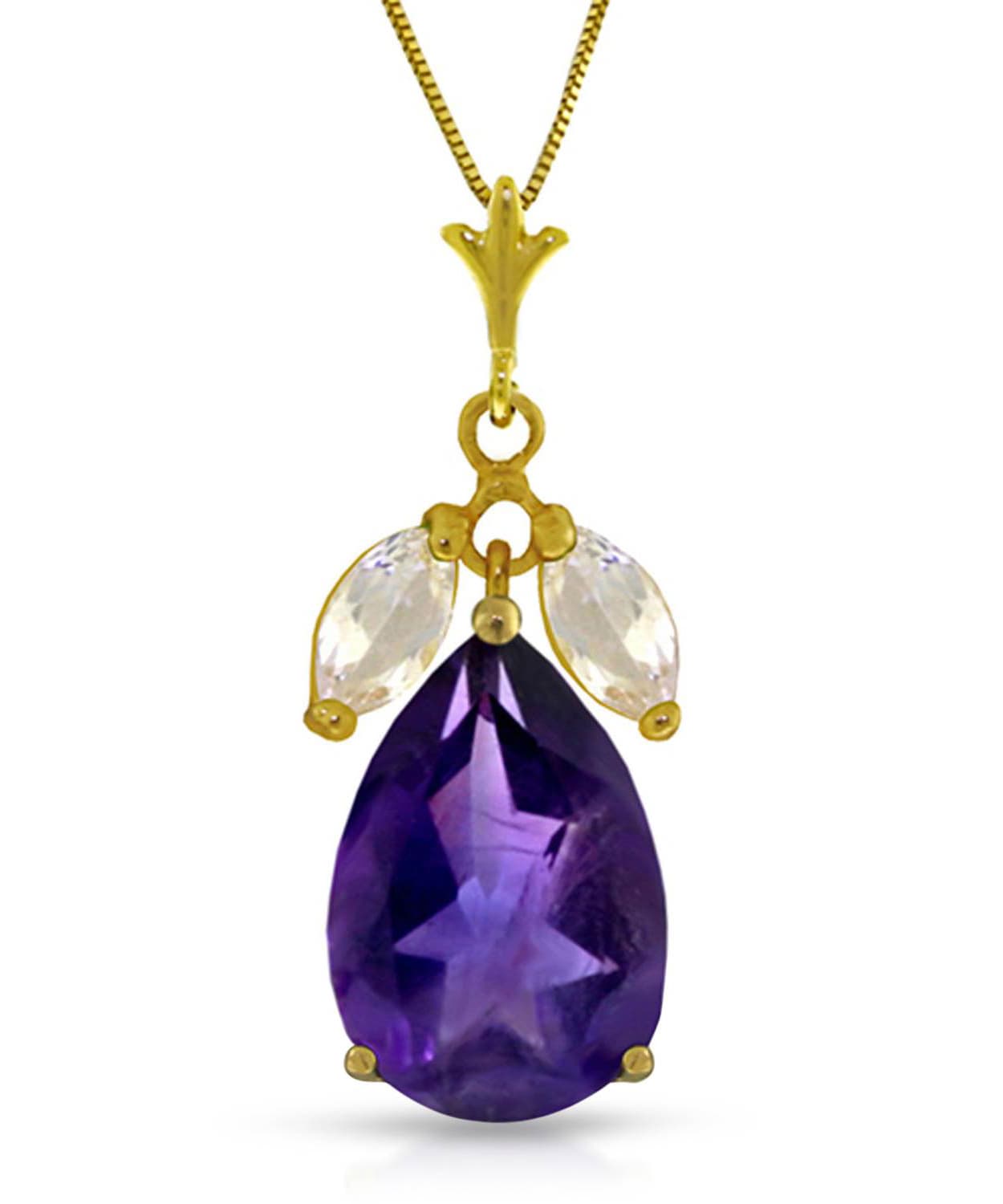 6.53 ctw Natural Amethyst and Topaz 14k Gold Teardrop Pendant With Chain View 1