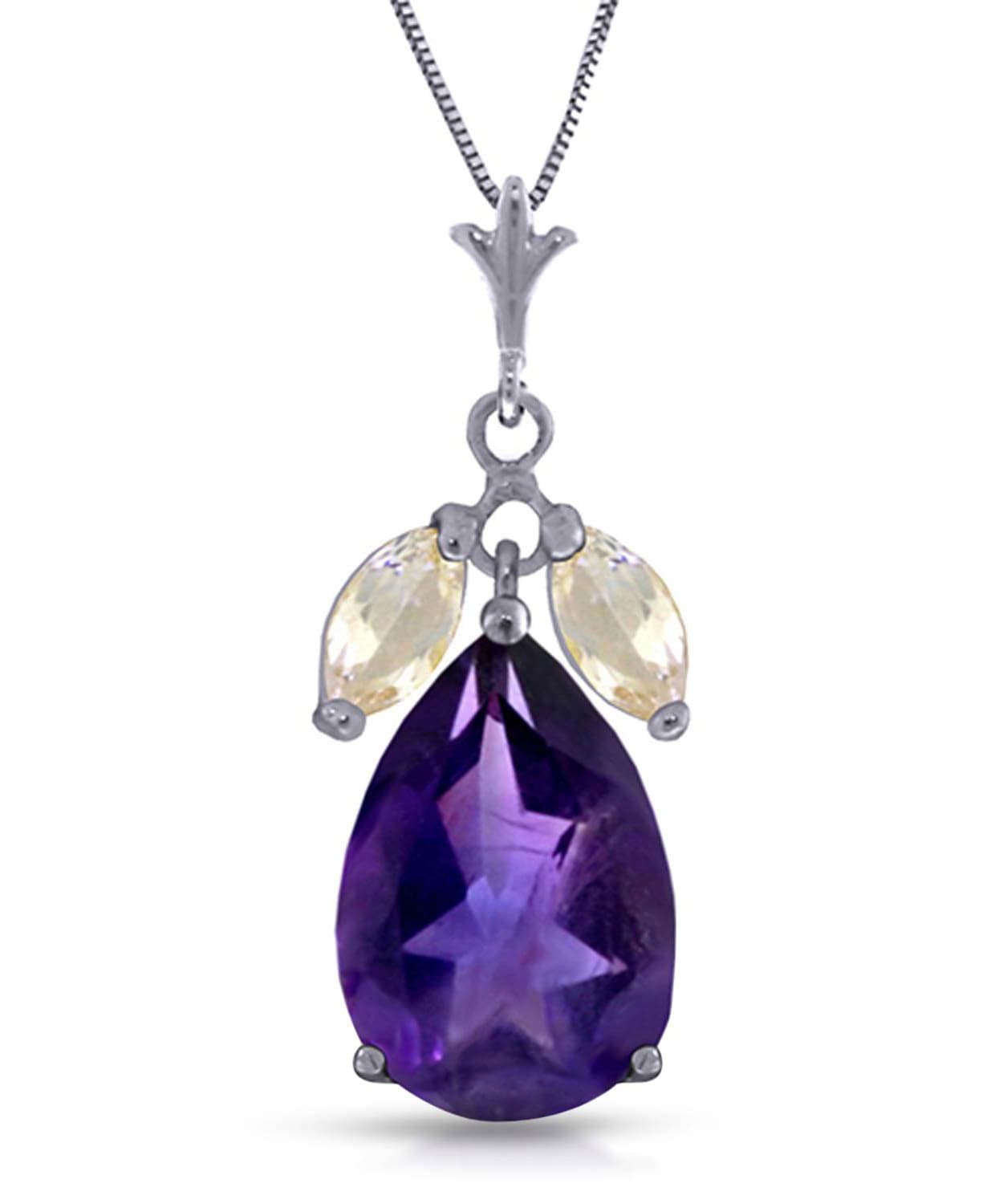 6.53 ctw Natural Amethyst and Topaz 14k Gold Teardrop Pendant With Chain View 2