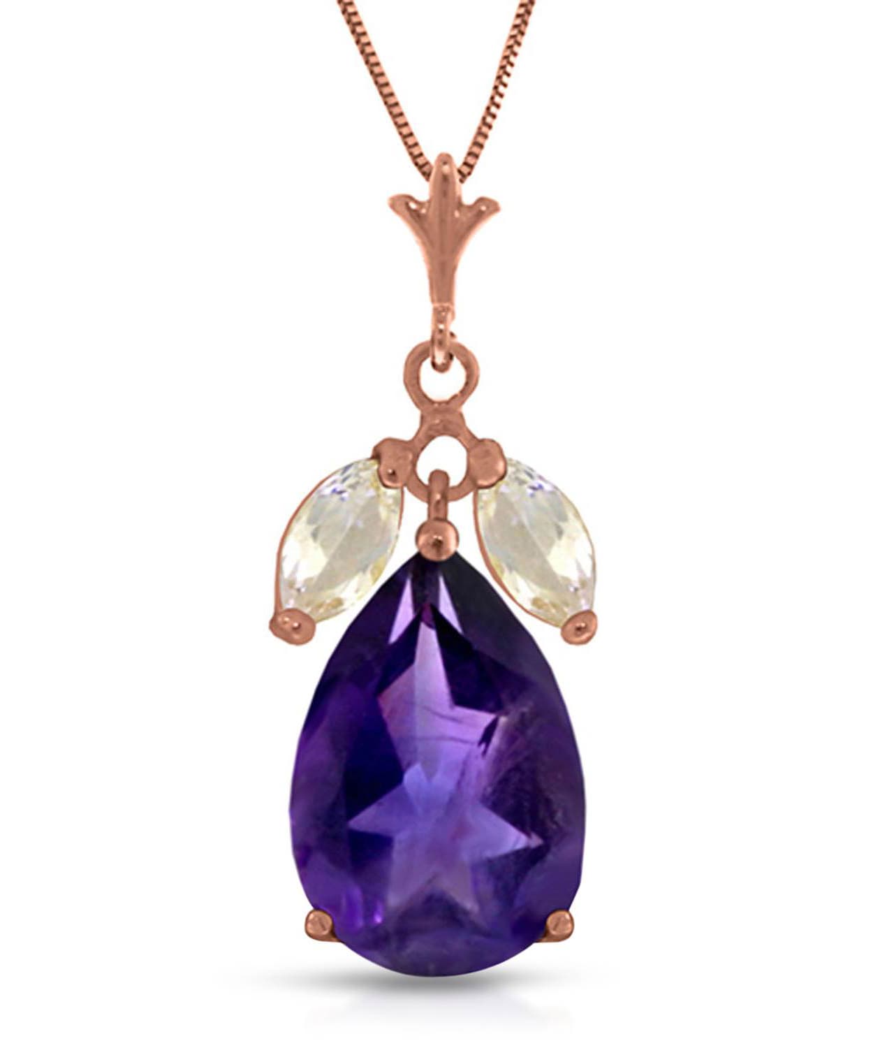 6.53 ctw Natural Amethyst and Topaz 14k Gold Teardrop Pendant With Chain View 3