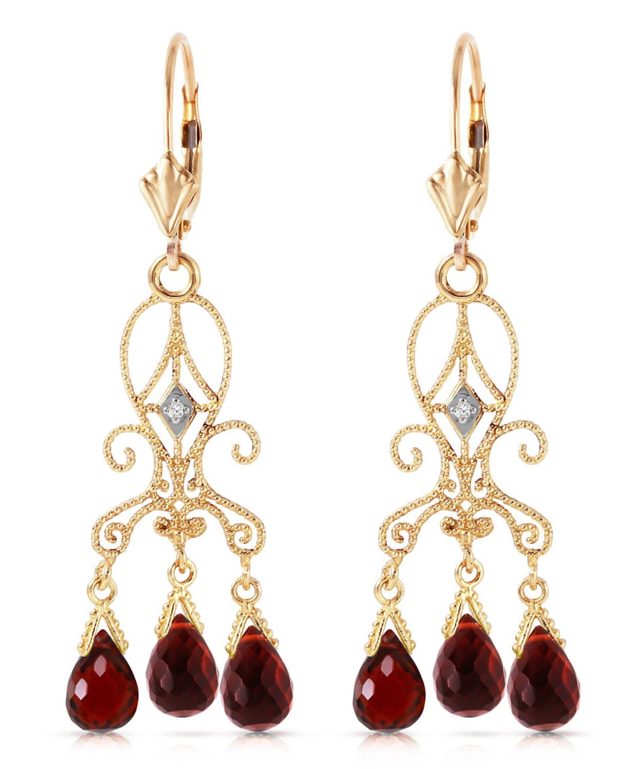 6.32 ctw Natural Garnet and Diamond 14k Gold Victorian Style Chandelier Earrings View 1