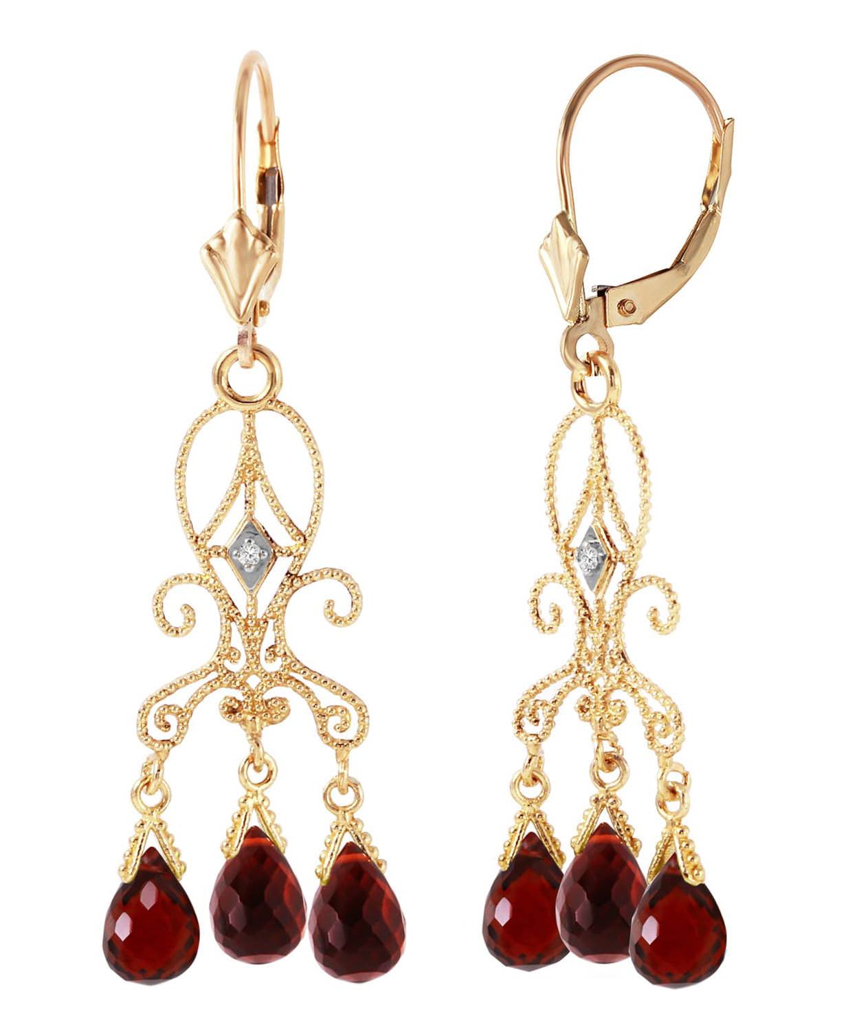 6.32 ctw Natural Garnet and Diamond 14k Gold Victorian Style Chandelier Earrings View 2