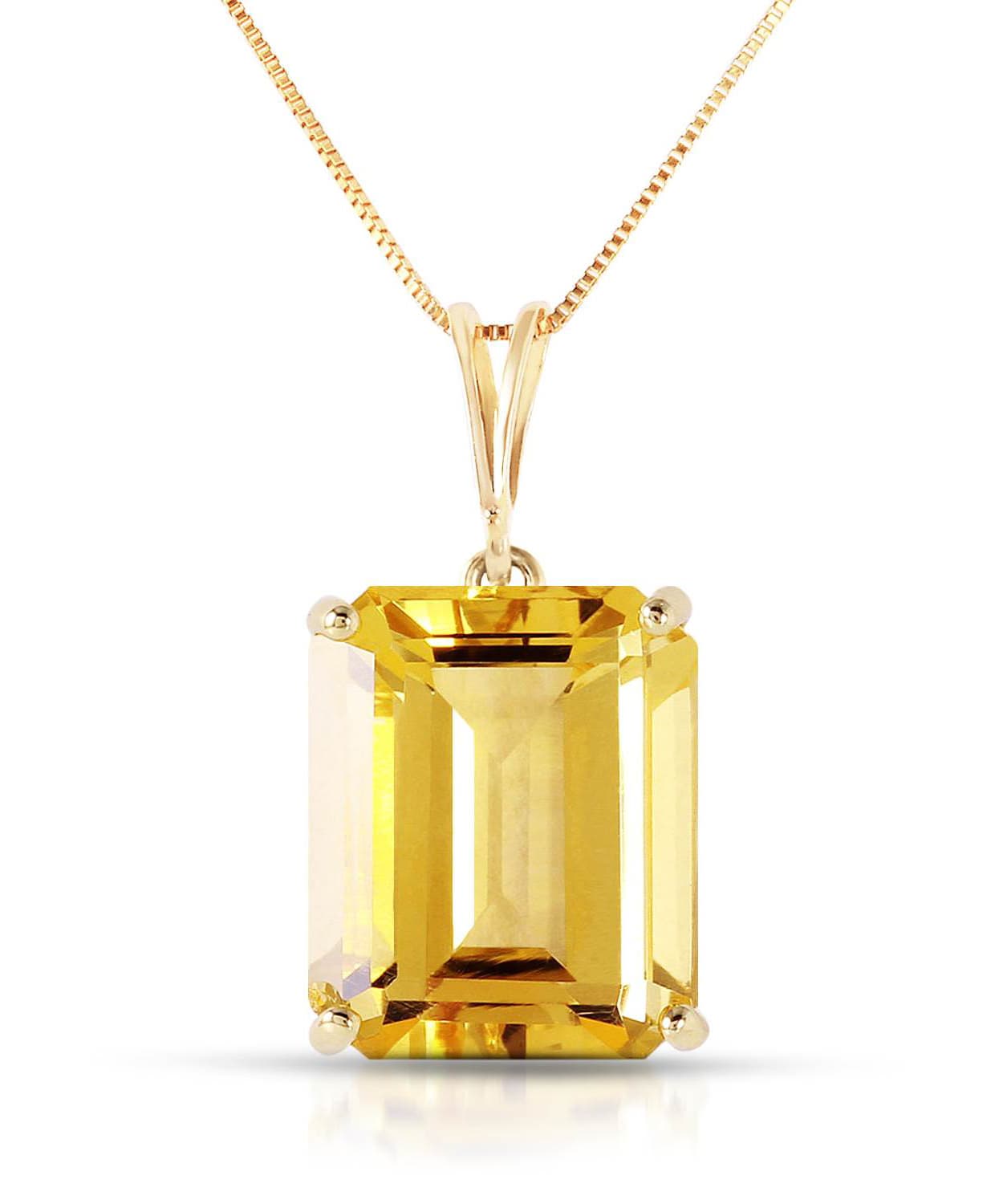 6.53 ctw Natural Honey Citrine 14k Gold Rectangle Pendant With Chain View 1