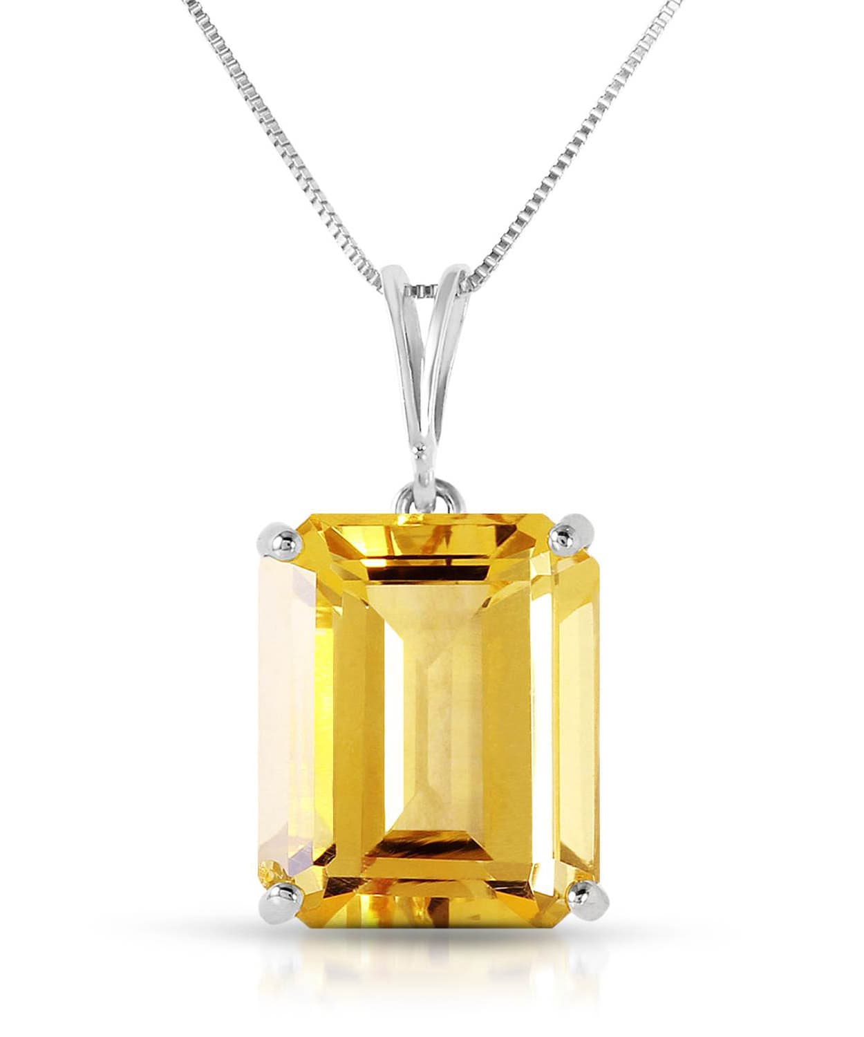 6.53 ctw Natural Honey Citrine 14k Gold Rectangle Pendant With Chain View 3