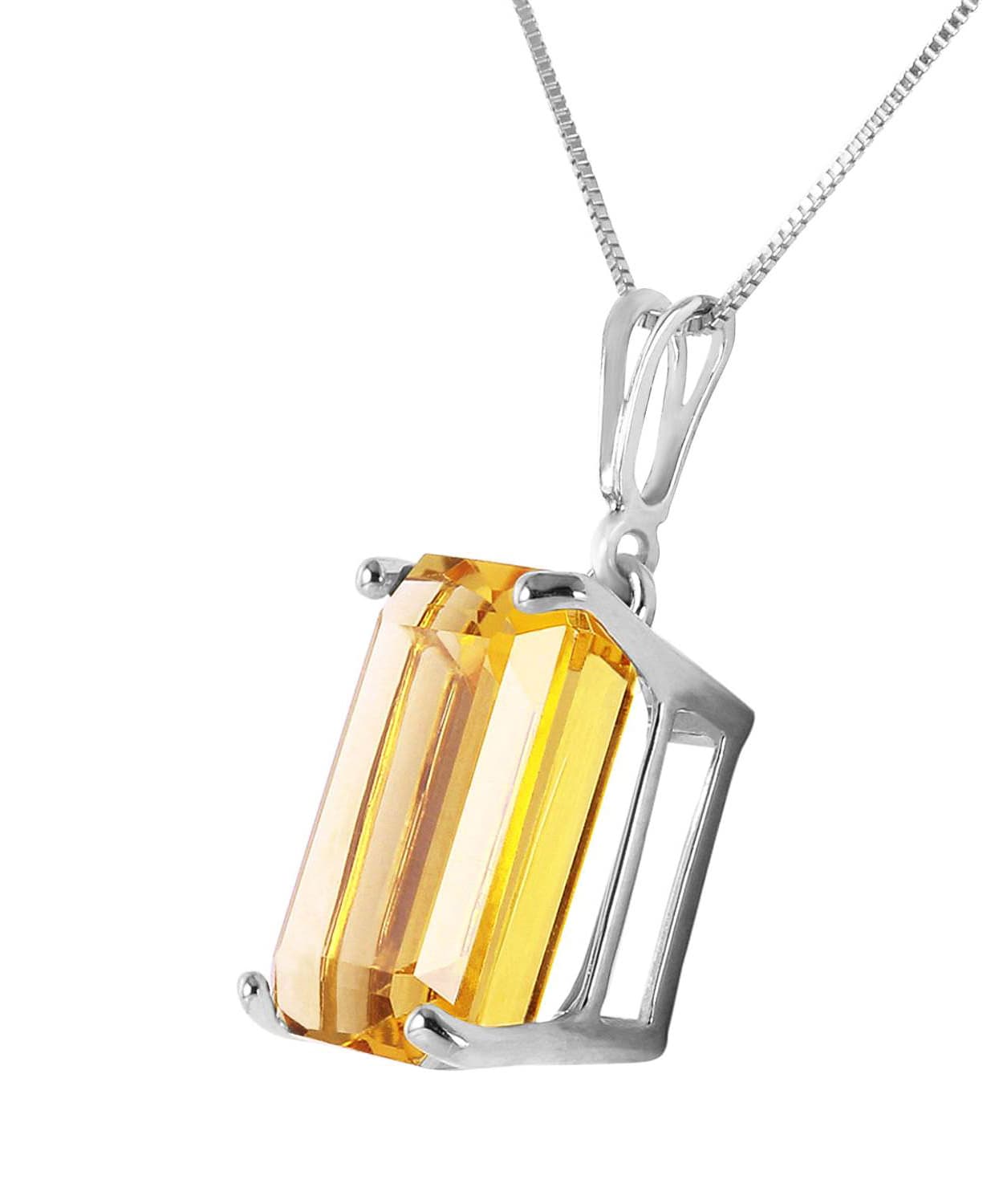 6.53 ctw Natural Honey Citrine 14k Gold Rectangle Pendant With Chain View 4