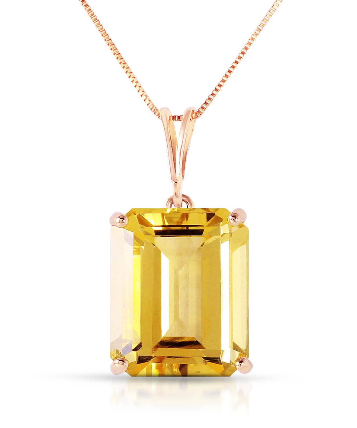 6.53 ctw Natural Honey Citrine 14k Gold Rectangle Pendant With Chain View 5