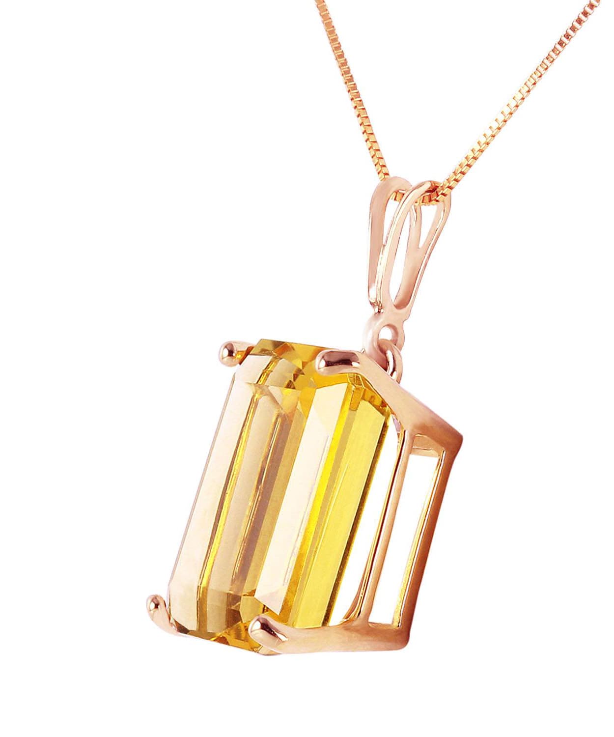 6.53 ctw Natural Honey Citrine 14k Gold Rectangle Pendant With Chain View 6