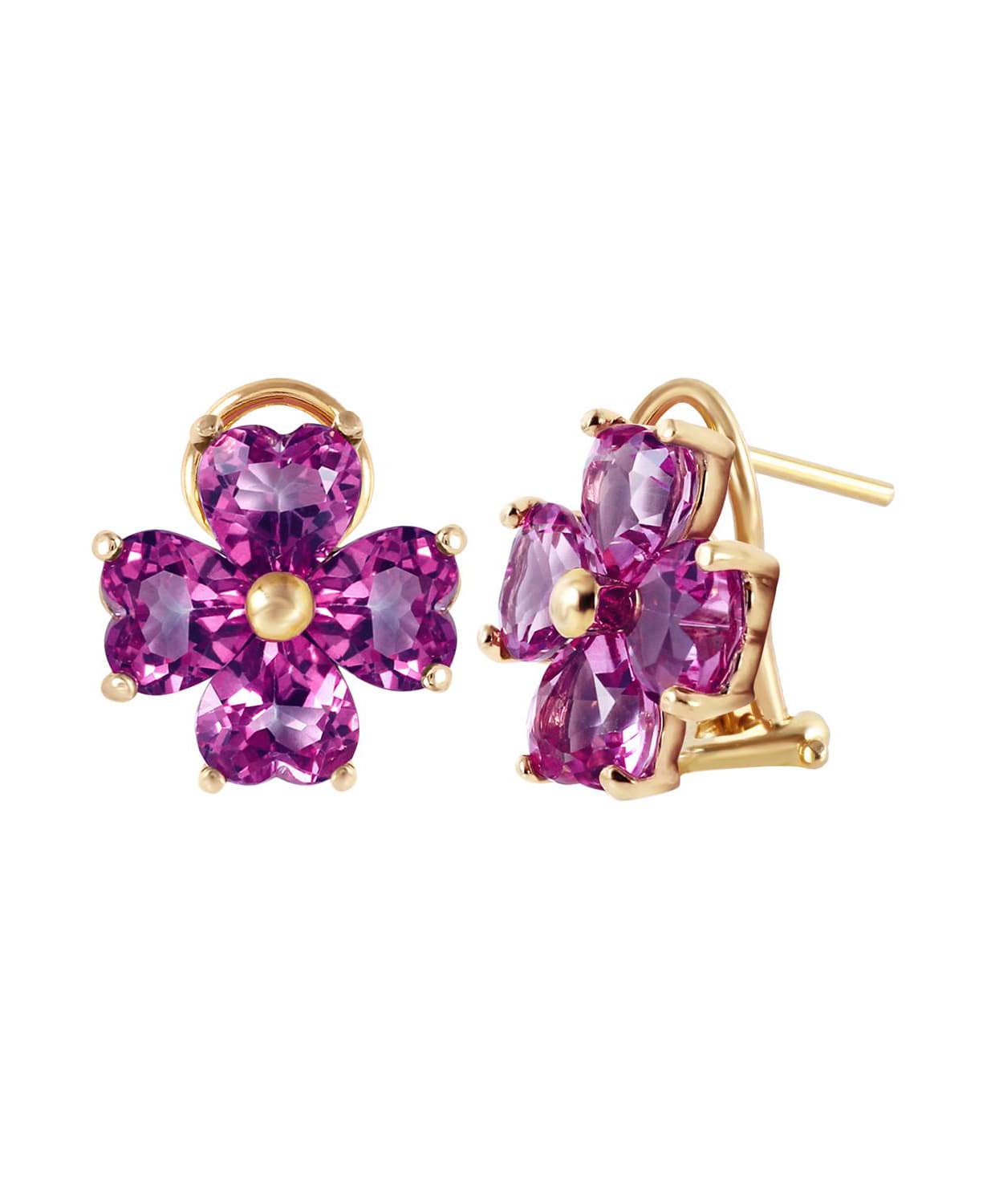 6.53 ctw Natural Amethyst 14k Gold Heart Earrings View 2