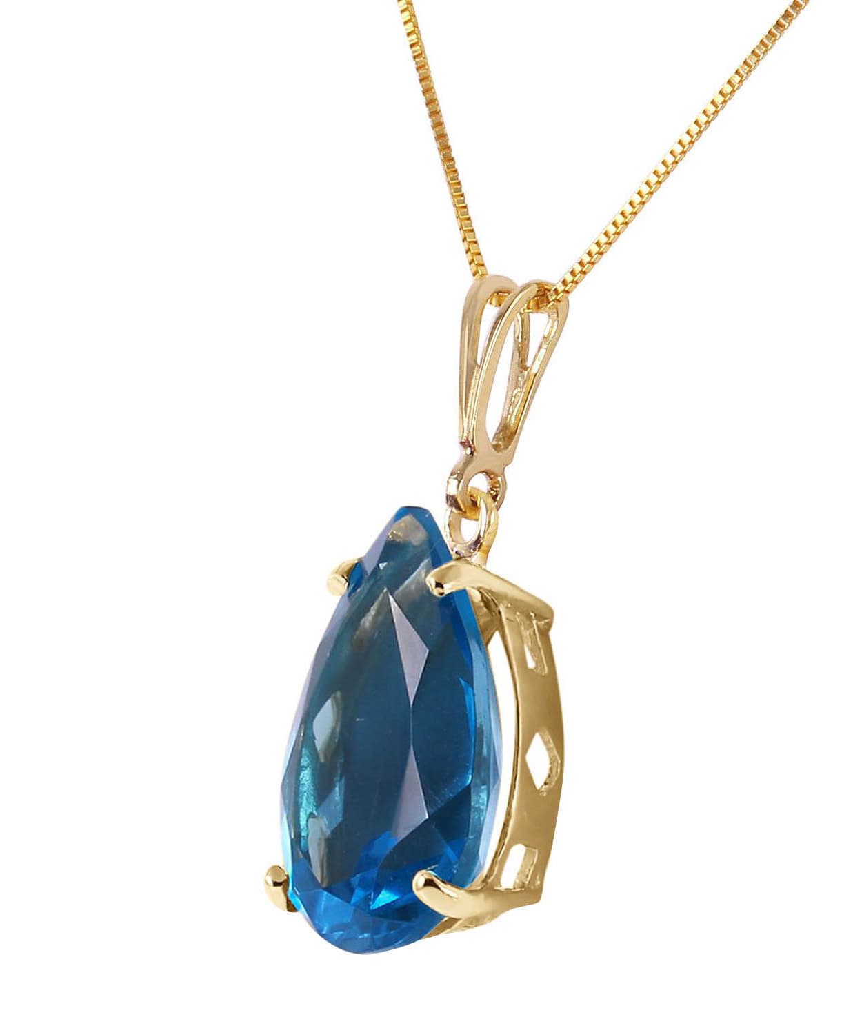 6.53 ctw Natural London Blue Topaz 14k Gold Teardrop Pendant With Chain View 2