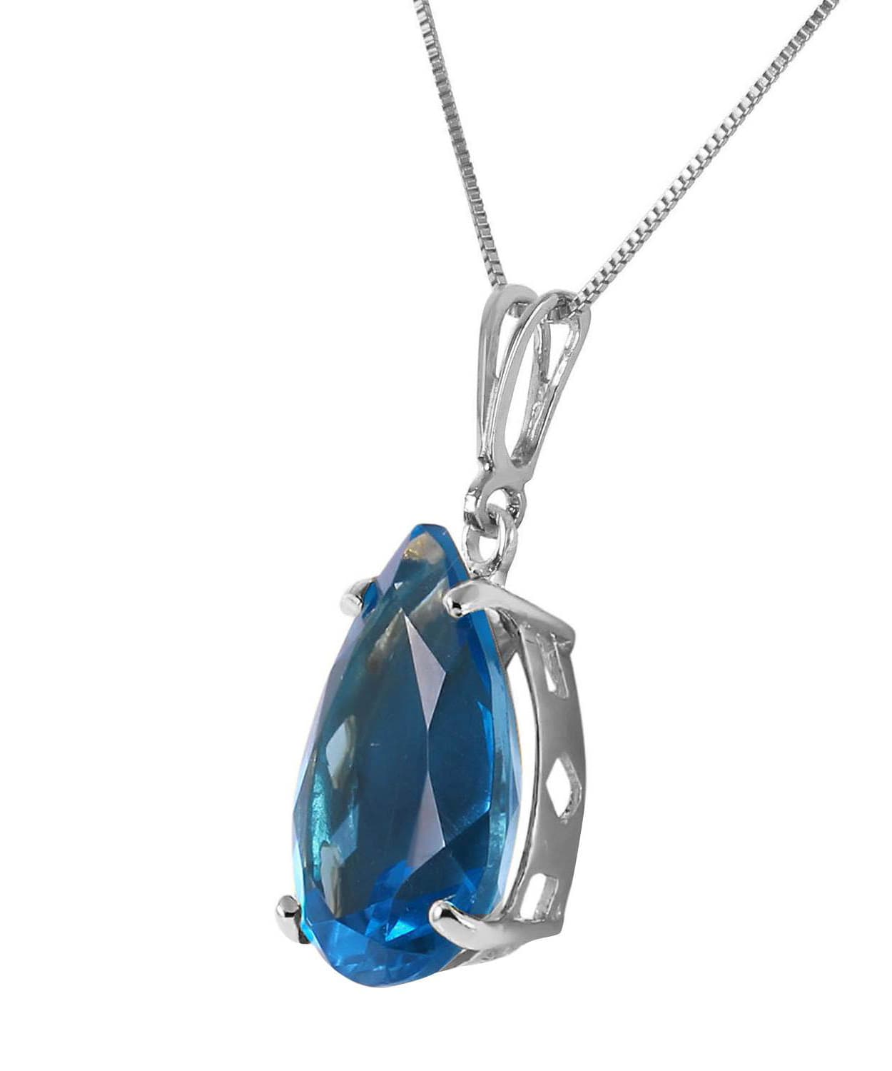6.53 ctw Natural London Blue Topaz 14k Gold Teardrop Pendant With Chain View 4