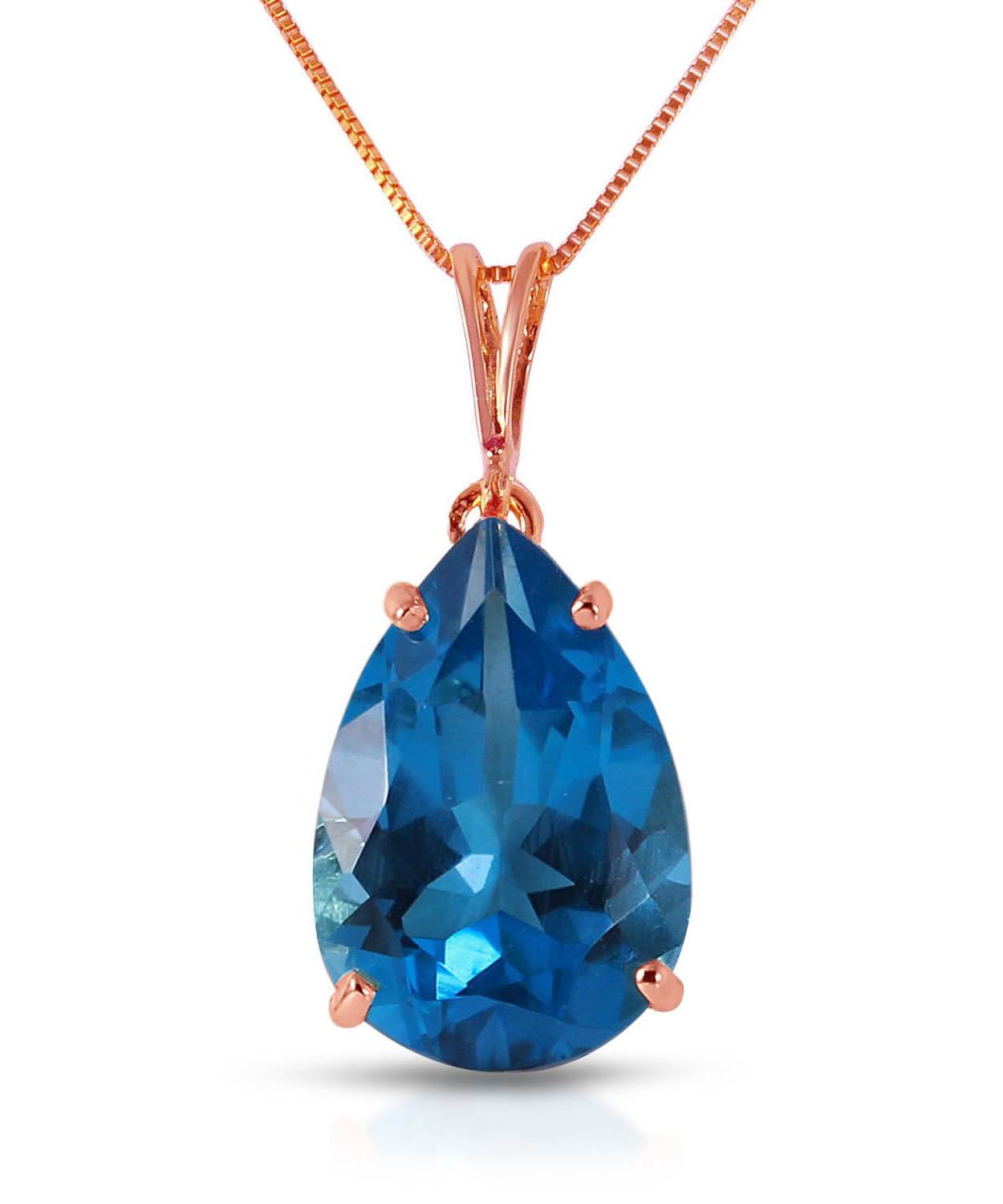 6.53 ctw Natural London Blue Topaz 14k Gold Teardrop Pendant With Chain View 5