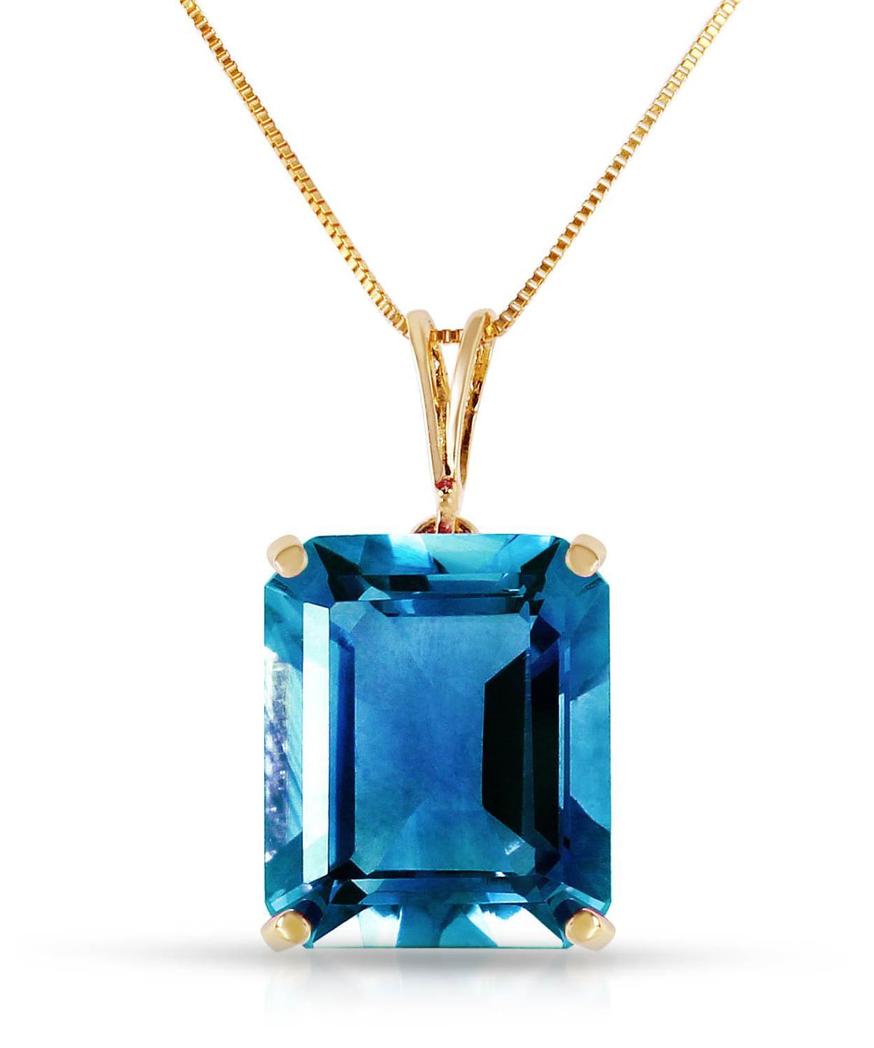 7.03 ctw Natural London Blue Topaz 14k Gold Rectangle Pendant With Chain View 1
