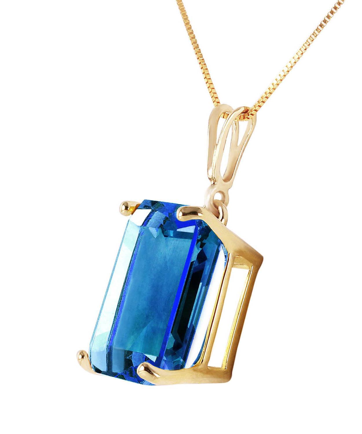 7.03 ctw Natural London Blue Topaz 14k Gold Rectangle Pendant With Chain View 2