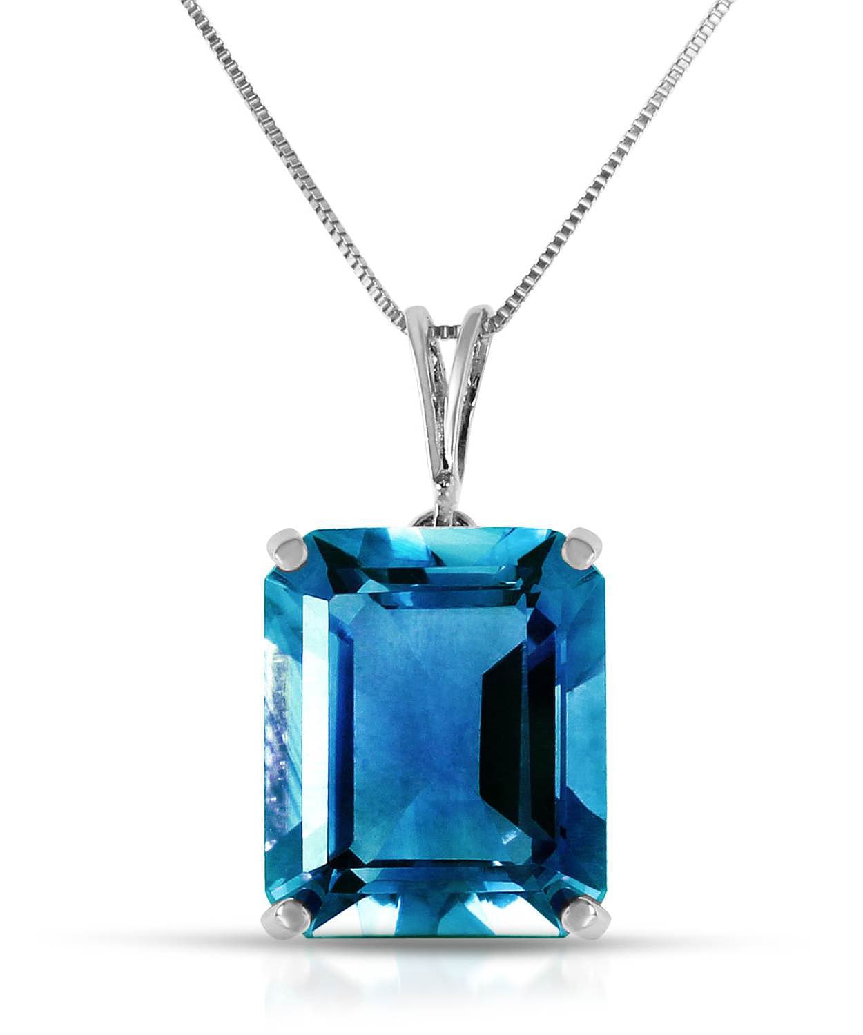 7.03 ctw Natural London Blue Topaz 14k Gold Rectangle Pendant With Chain View 3