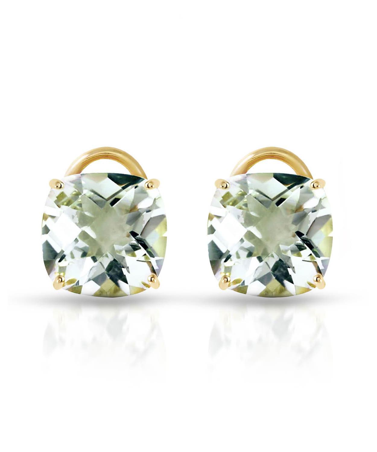 7.23 ctw Natural Green Amethyst 14k Gold Stud Earrings View 1