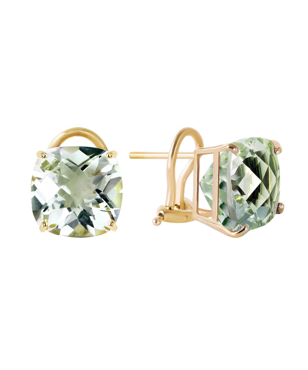 7.23 ctw Natural Green Amethyst 14k Gold Stud Earrings View 2