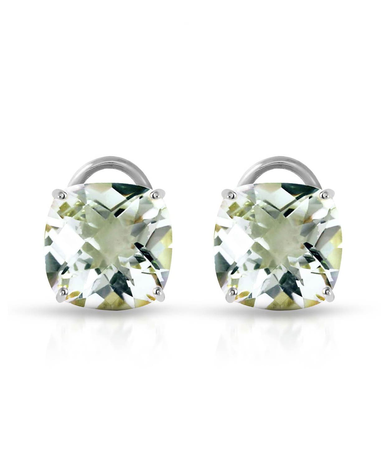 7.23 ctw Natural Green Amethyst 14k Gold Stud Earrings View 3