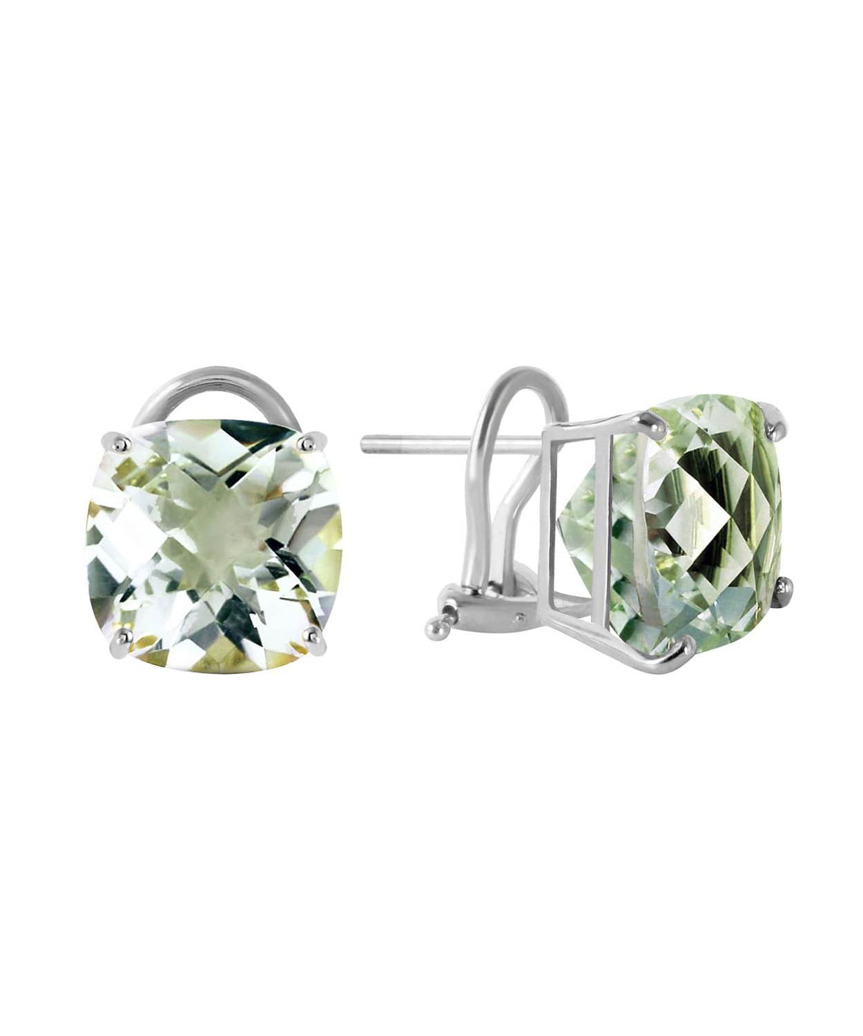 7.23 ctw Natural Green Amethyst 14k Gold Stud Earrings View 4