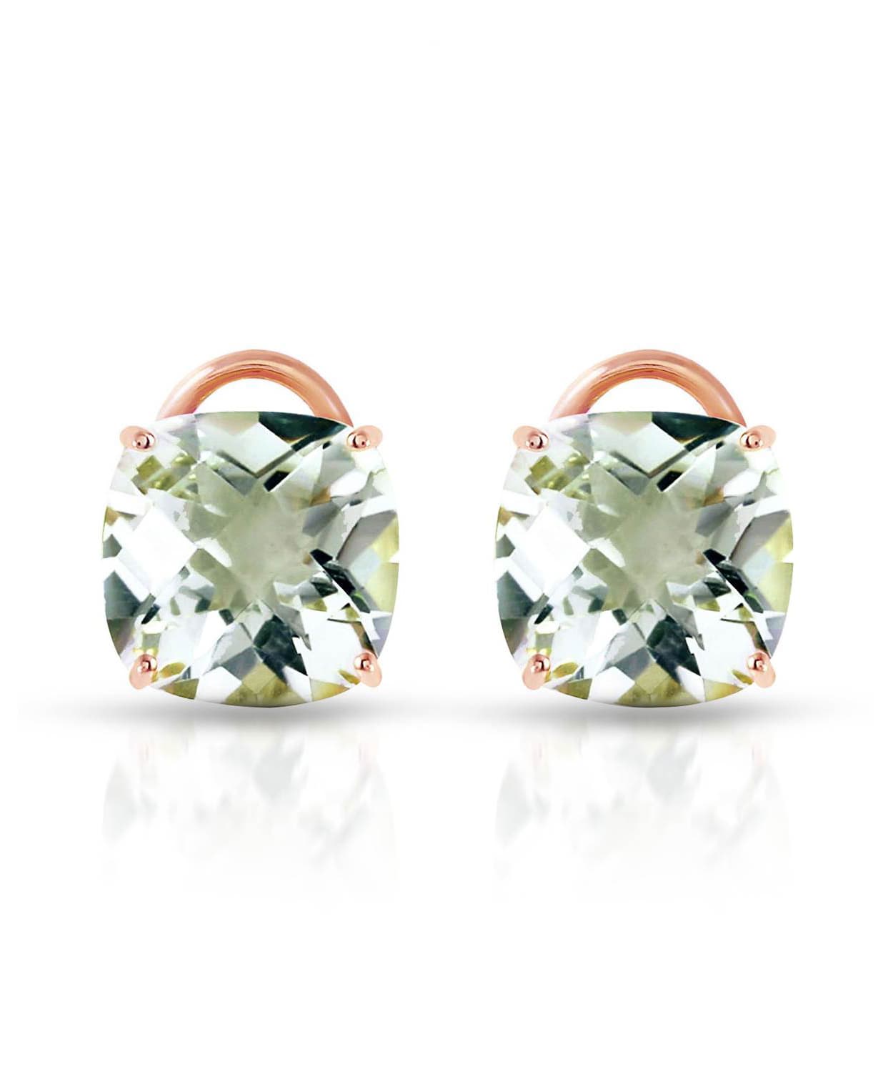 7.23 ctw Natural Green Amethyst 14k Gold Stud Earrings View 5