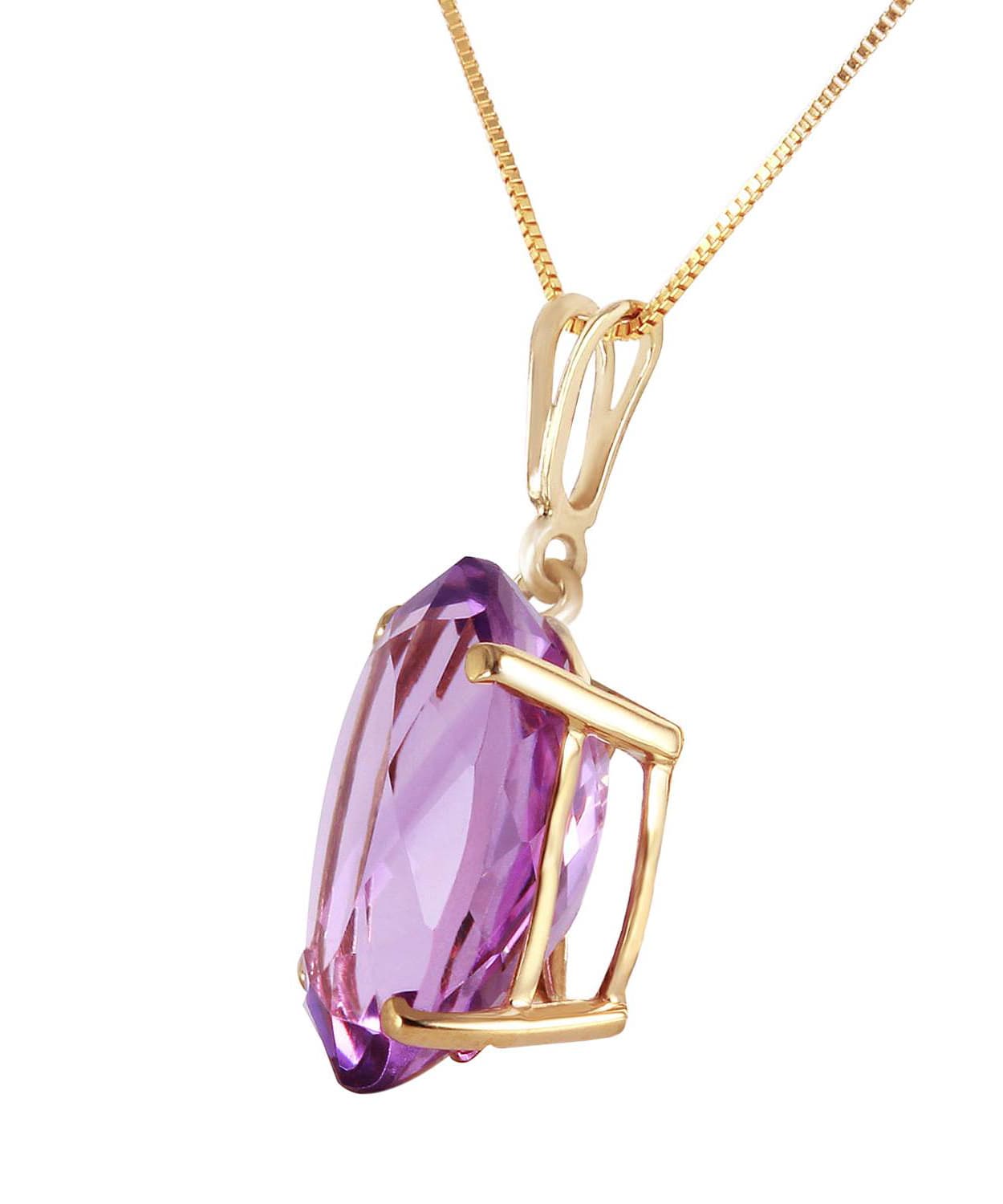 7.58 ctw Natural Amethyst 14k Gold Oval Pendant With Chain View 2