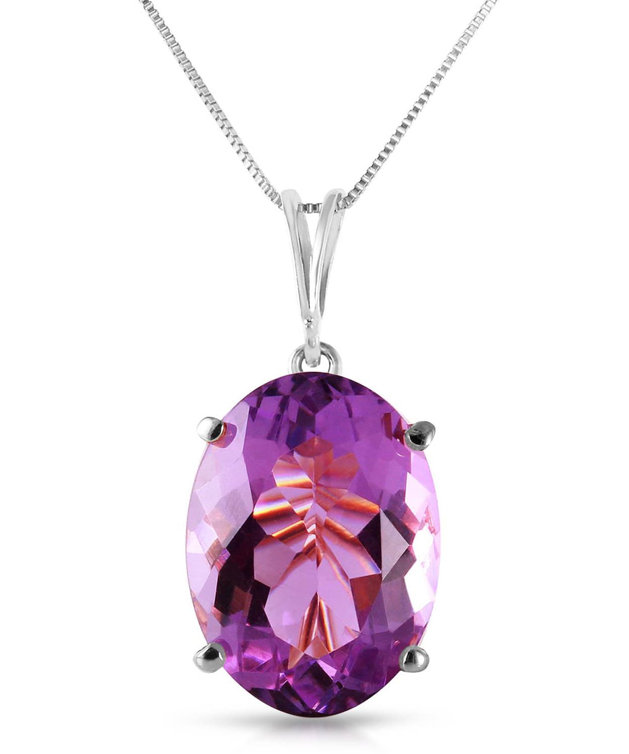 7.58 ctw Natural Amethyst 14k Gold Oval Pendant With Chain View 3