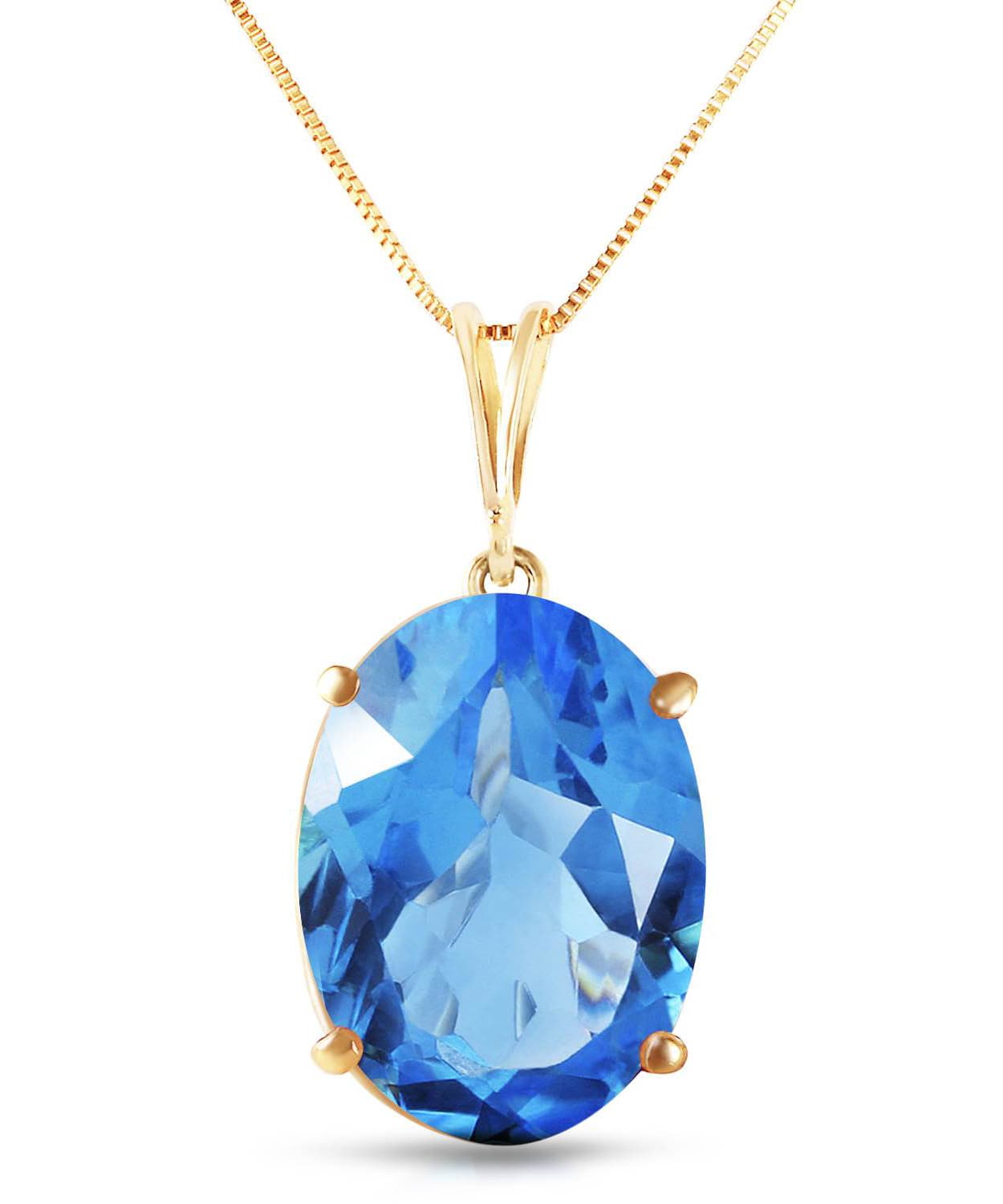 8.03 ctw Natural Swiss Blue Topaz 14k Gold Oval Pendant With Chain View 1