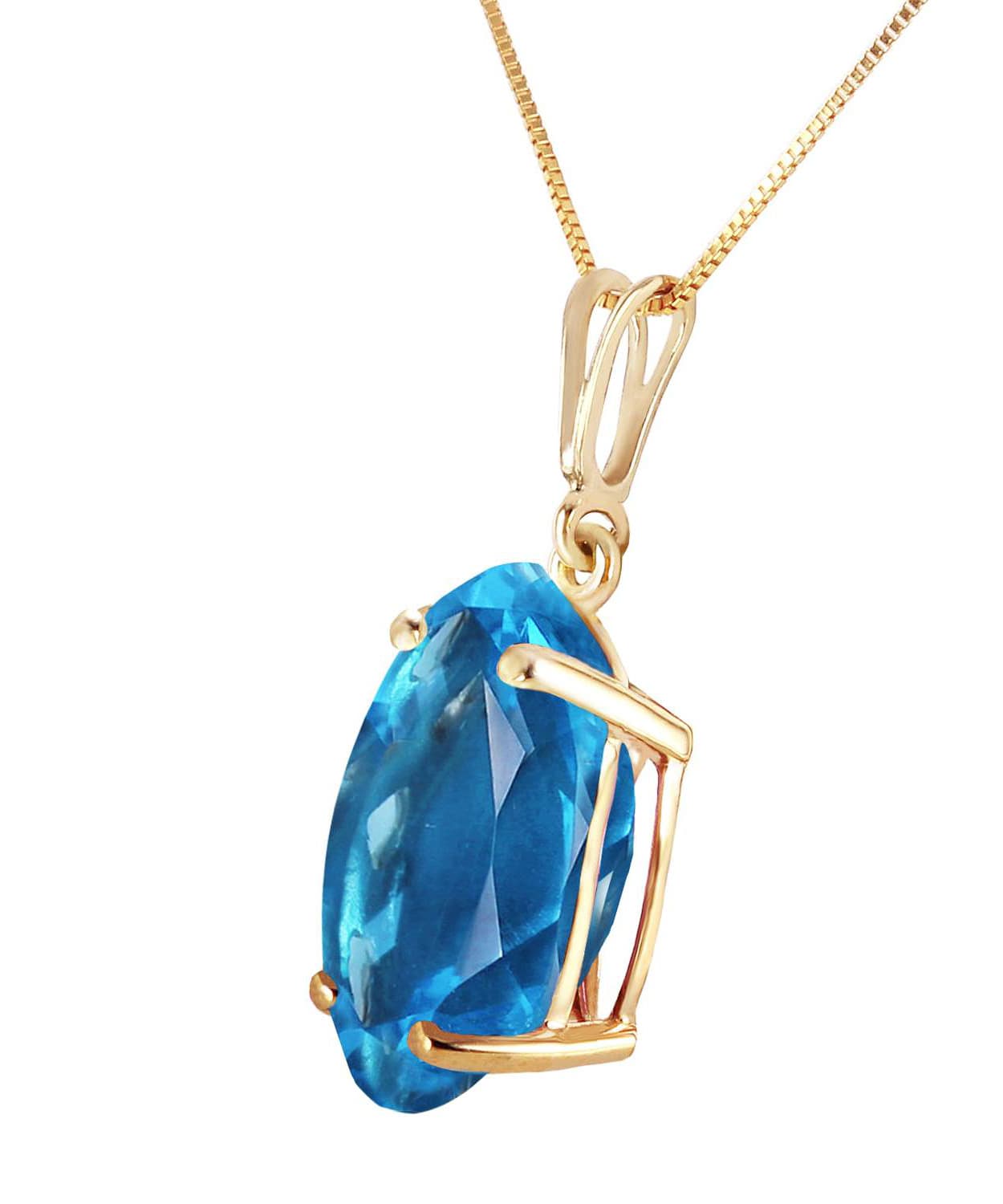 8.03 ctw Natural Swiss Blue Topaz 14k Gold Oval Pendant With Chain View 2
