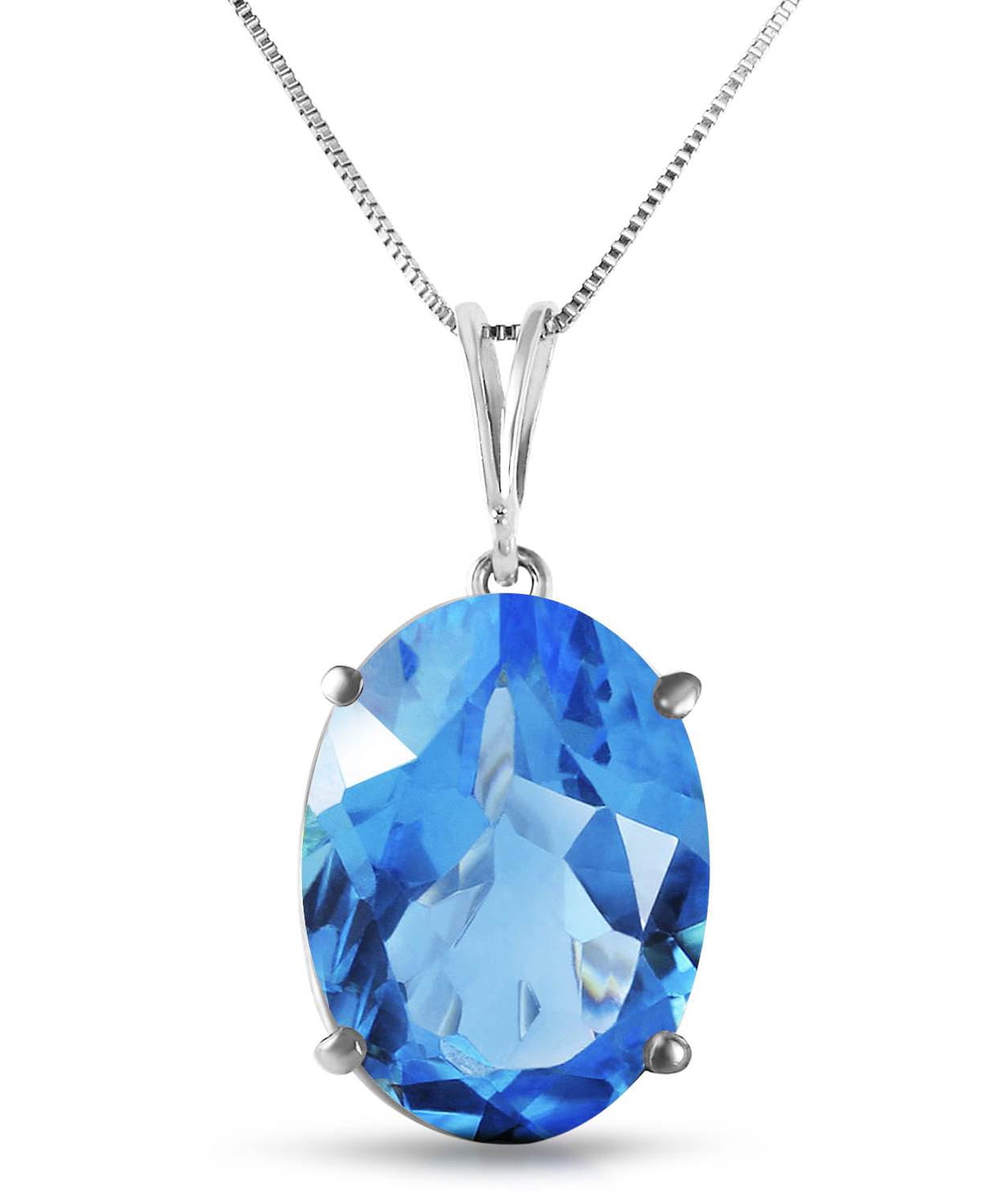 8.03 ctw Natural Swiss Blue Topaz 14k Gold Oval Pendant With Chain View 3