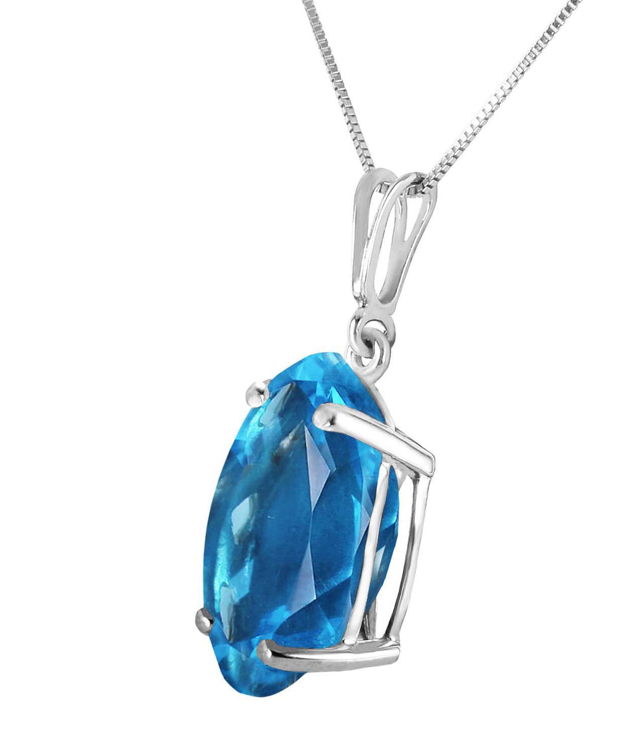 8.03 ctw Natural Swiss Blue Topaz 14k Gold Oval Pendant With Chain View 4