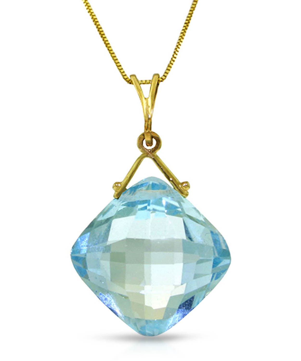 8.78 ctw Natural Sky Blue Topaz 14k Gold Dangle Pendant With Chain View 1
