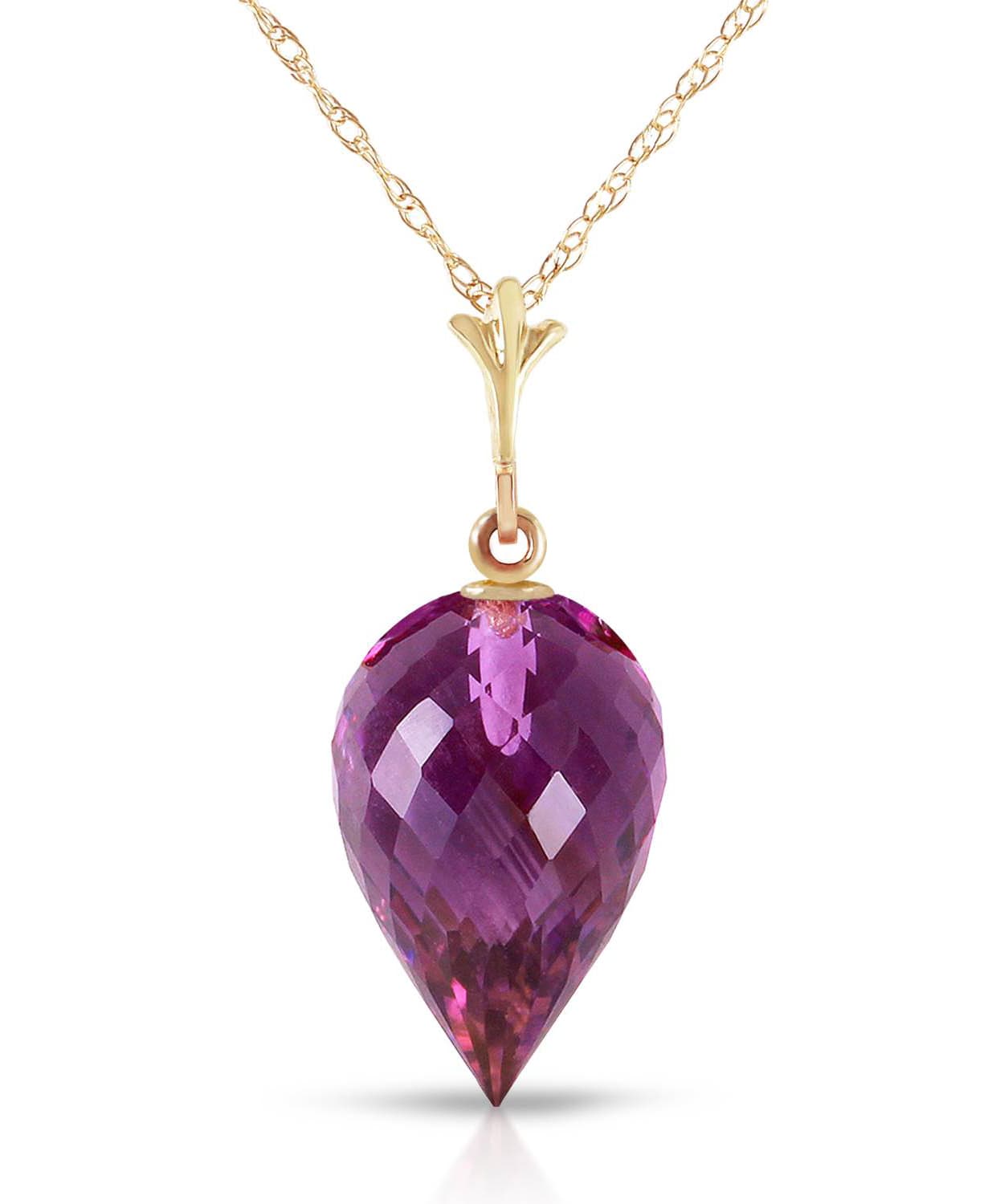 9.53 ctw Natural Amethyst 14k Gold Pendant With Chain View 1