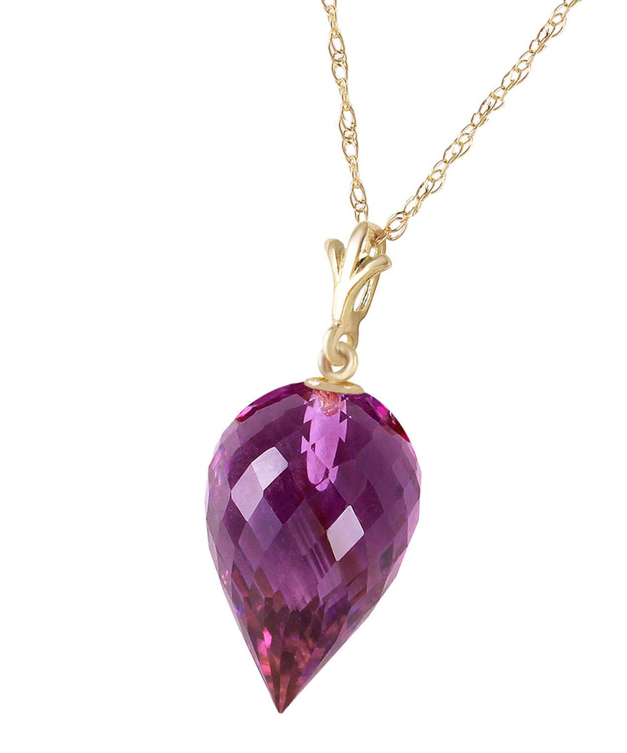 9.53 ctw Natural Amethyst 14k Gold Pendant With Chain View 2