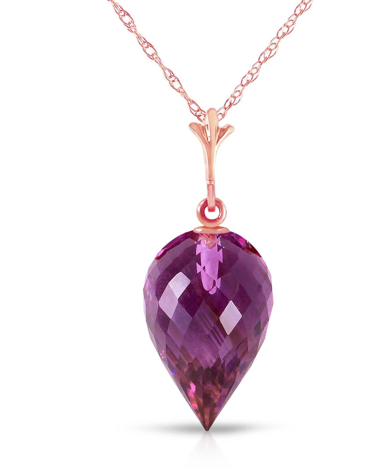 9.53 ctw Natural Amethyst 14k Gold Pendant With Chain View 5