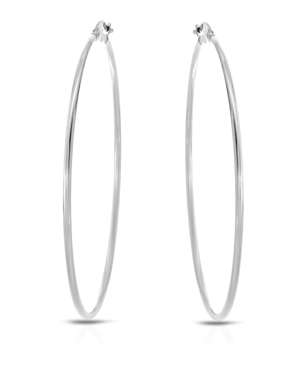 53mm Large 14k White Gold Classic Hoop Earrings View 1