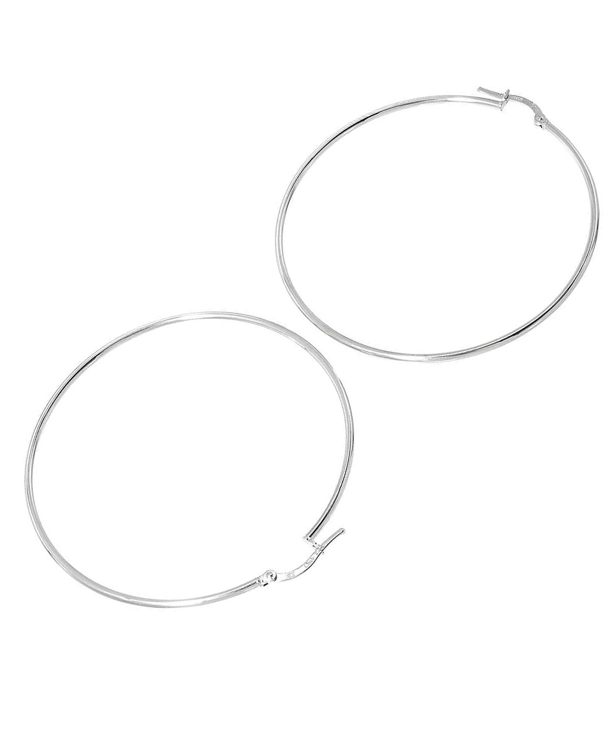 53mm Large 14k White Gold Classic Hoop Earrings View 2