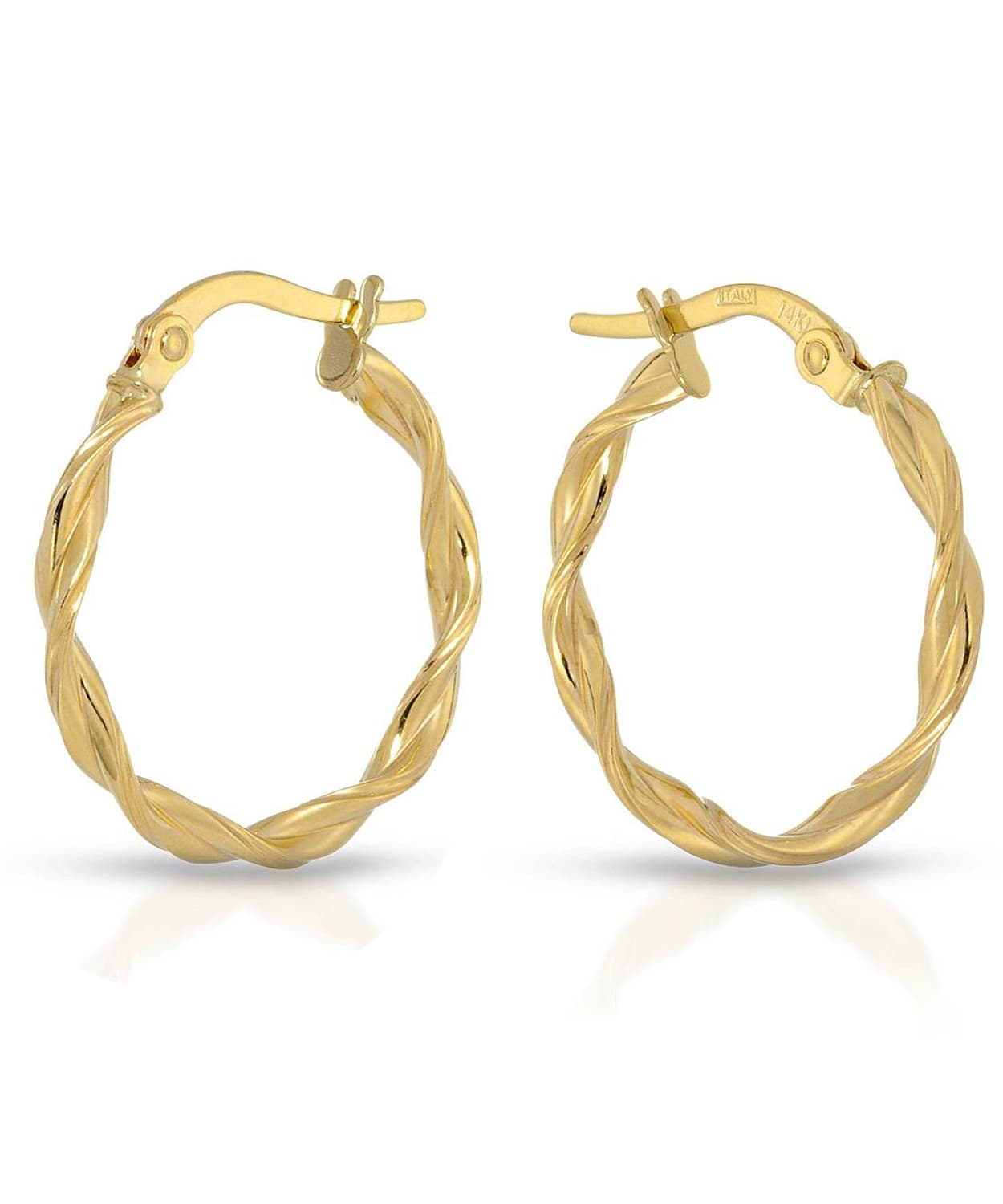 14k Yellow Gold Intertwined Hoop Earrings View 1