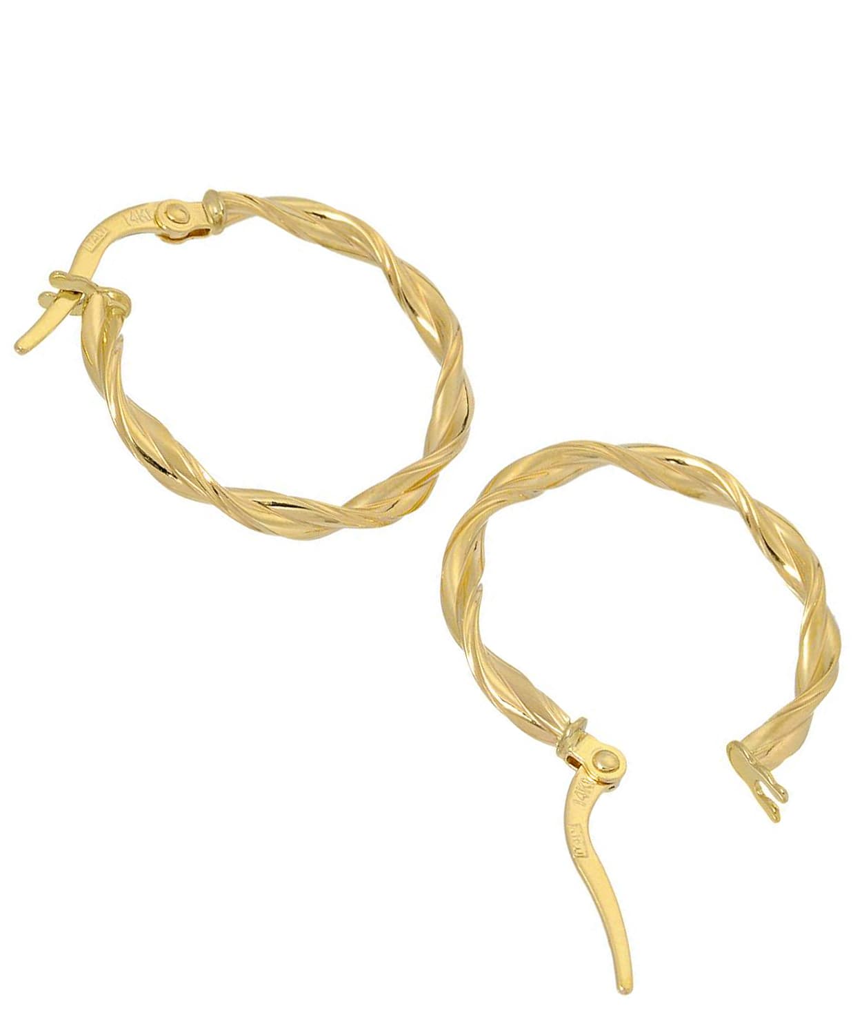 14k Yellow Gold Intertwined Hoop Earrings View 2