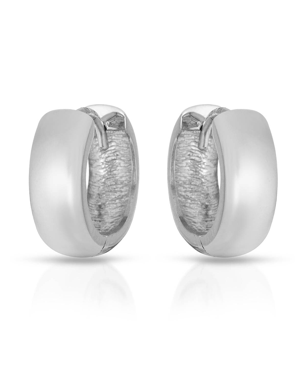 14k White Gold Huggie Earrings with Satin Finish View 1