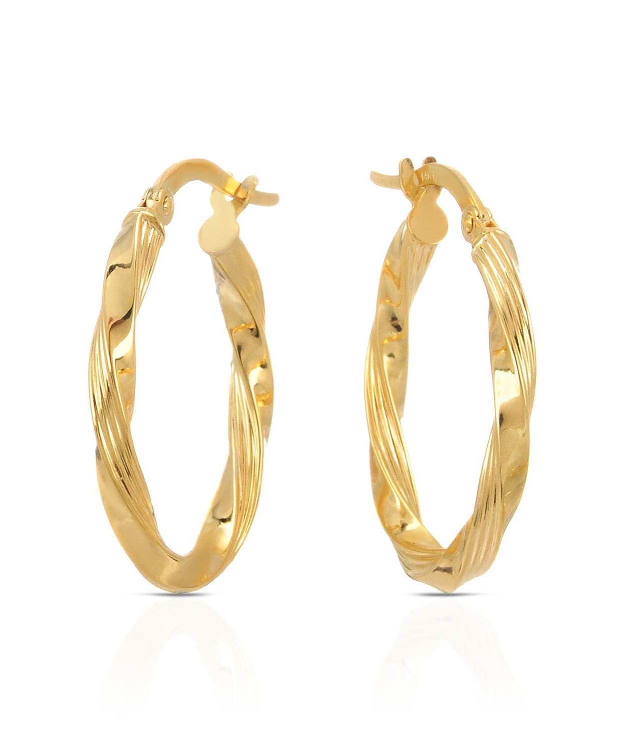 14k Yellow Gold Twist Hoop Earrings View 1