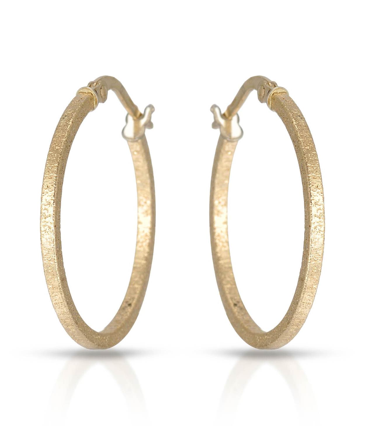 14k Yellow Gold Antique Style Hoop Earrings View 1